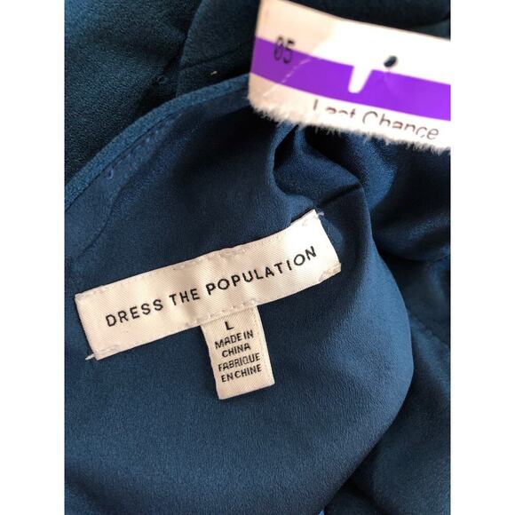 Dress The Population Jordan Gown Sleeveless V-Neck Mermaid Peacock Blue NWT L - Picture 6 of 9